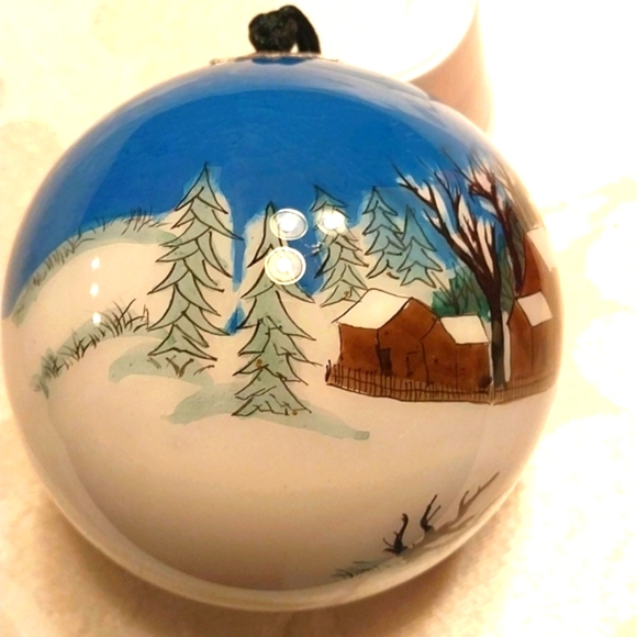 Santa & Reindeer Christmas Ornament "Inside Art" Hand Blown Hand Painted in Box - Picture 9 of 14
